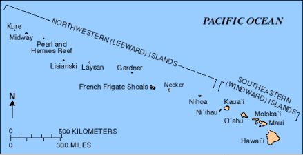 Гряда Гавайских островов - один из крайних слева - Мидуэй