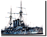 Японский эскадренный броненосец "Сикасима" - был построен в 1900 году в англии специально для Японских ВМС.